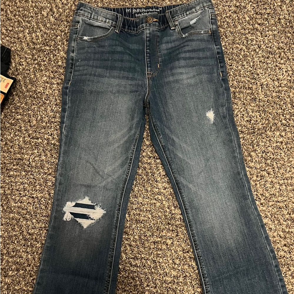 Maurices Blue Distressed Straight Leg Jeans